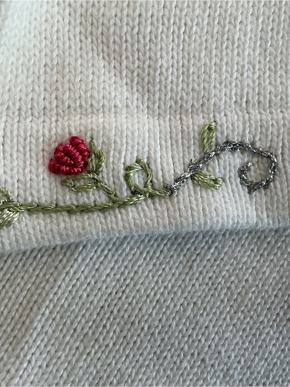 Storybook Knits Garden of Love 2pc Set Large Cream Embroidered Sweater & Tank - Picture 3 of 12